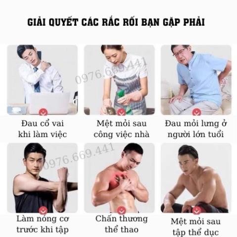 Máy Mát Xa Cầm Tay Súng Massage Toàn Thân 6 Cấp Độ Chuyên Sâu Vai Lưng Giảm Đau Cơ Đèn Rọi Ray ASAKI