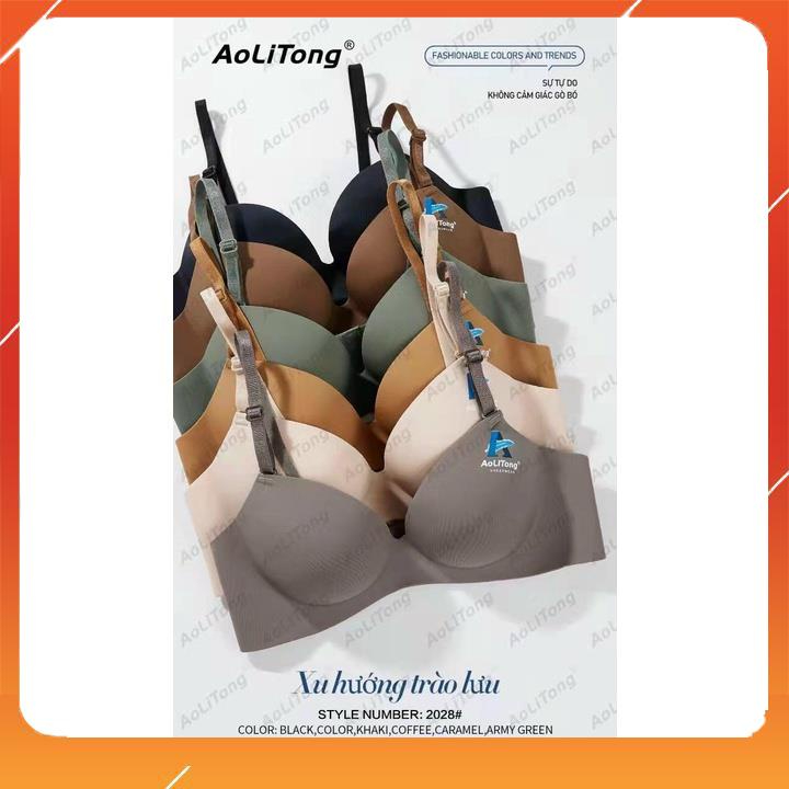 Áo lót nữ su đúc không gọng nâng đẩy ngực cup chéo đệm mút vừa họa tiết thương hiệu Aolitong A5101