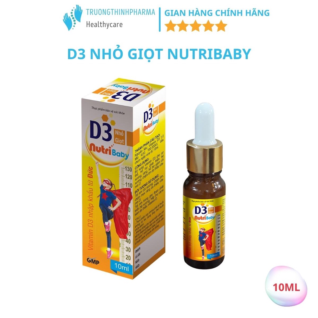 D3 cho bé Vitamin D3 cho trẻ sơ sinh, vitamin D3 NUTRIBABY, tăng hấp thụ canxi