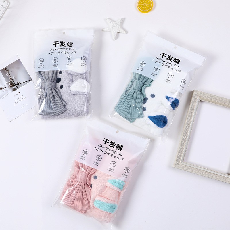 [HÀNG CÓ SẴN] Khăn Mũ Trùm Khô Tóc Sợi Microfiber Siêu Thấm, Mũ Quấn Tóc Nhanh Khô Lông Mềm Tai Thỏ