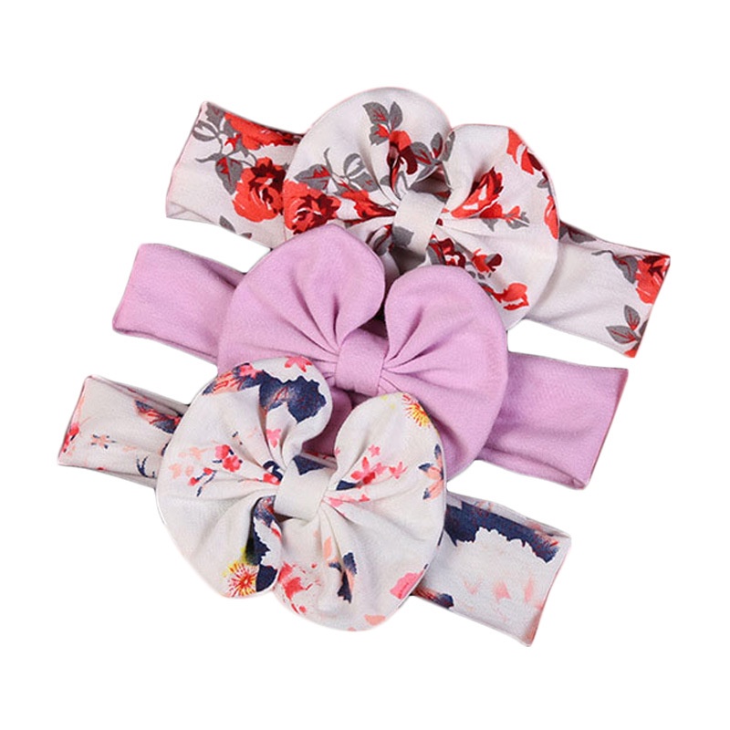 Set 3 Băng Đô Cotton Mềm Mại Đính Hoa Cho Bé Gái