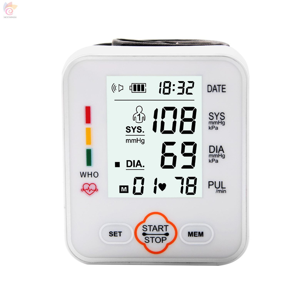 ET Electronic Blood-Pressure Monitor Home Use Wrist Type Sphygmomanometer Digital LCD Blood-Pressure Measurement Meter with Heart Rate Detection