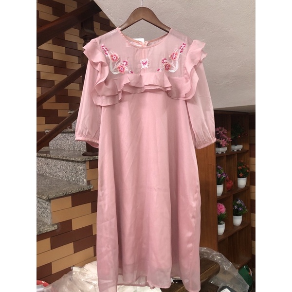 Bigsize váy tơ thêu