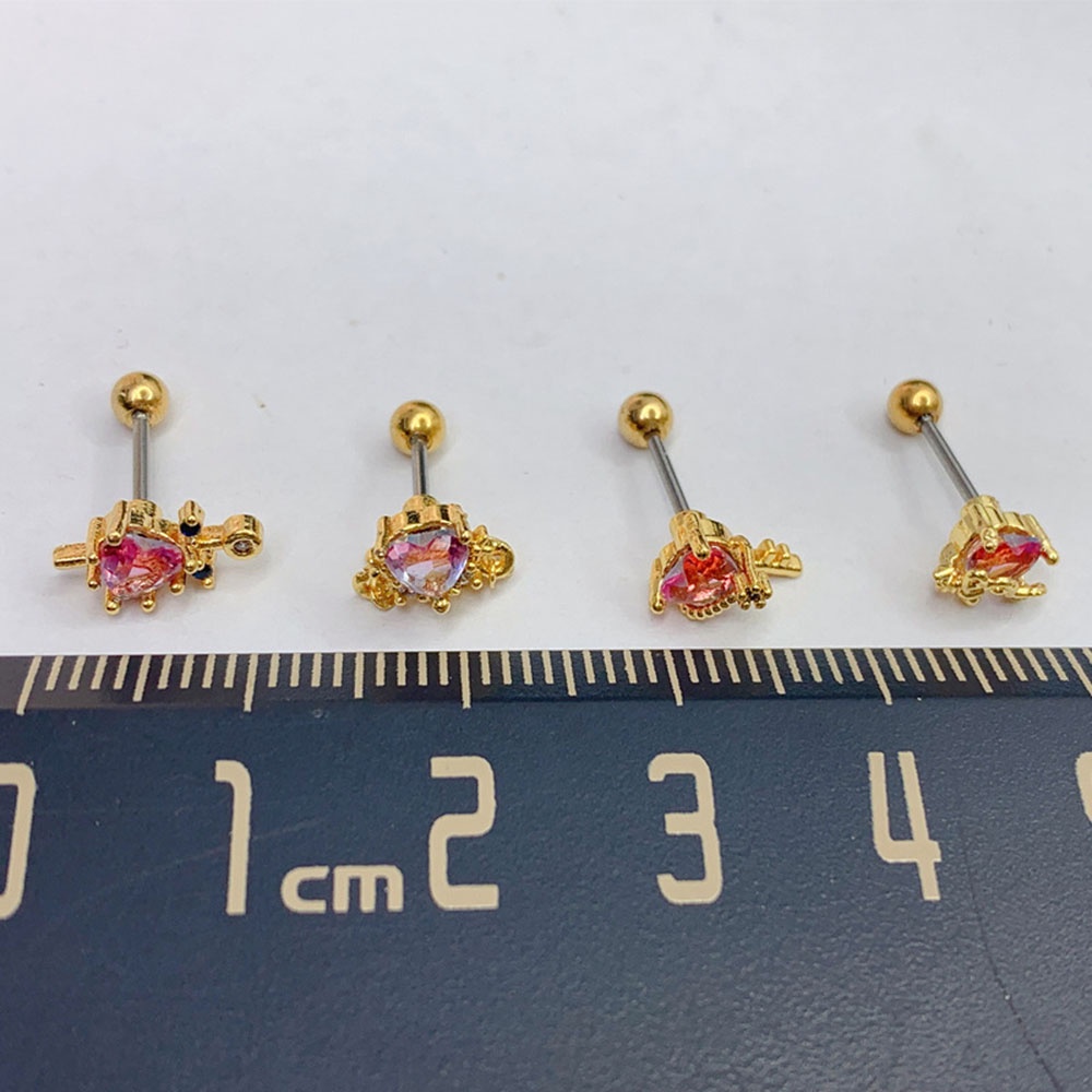 Khuyên Tai Hình Trái Tim Đính Đá Zircon Màu Sắc Gradient Đơn Giản Phong Cách Hàn Quốc Cho Nữ