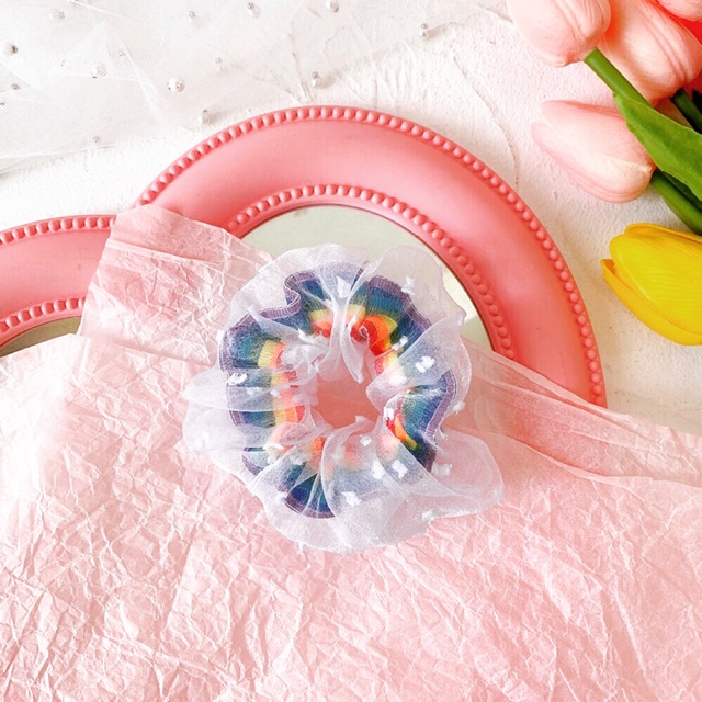 Scrunchies cầu vồng 2 lớp