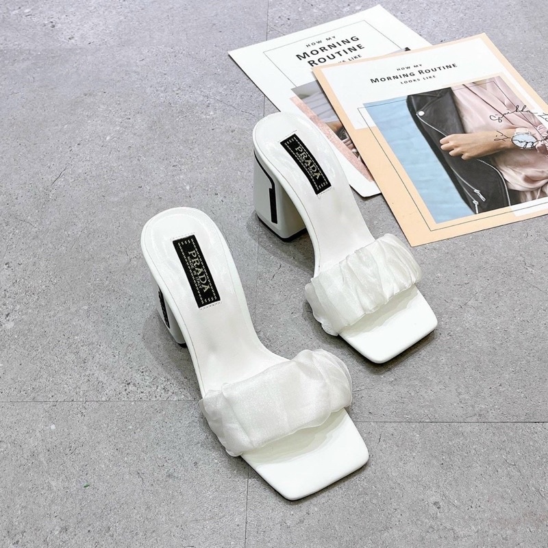 DÉP GUỐC BẢNG REN NHÚM GÓT VUÔNG 7P