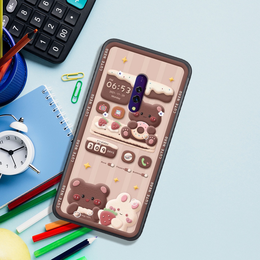 Ốp Lưng OPPO K3 - REALME X - RENO - RENO 2 - RENO 2F , In Hình Gấu Chocolate đáng yêu.