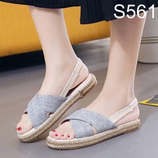 Sandal quai chéo đế cói