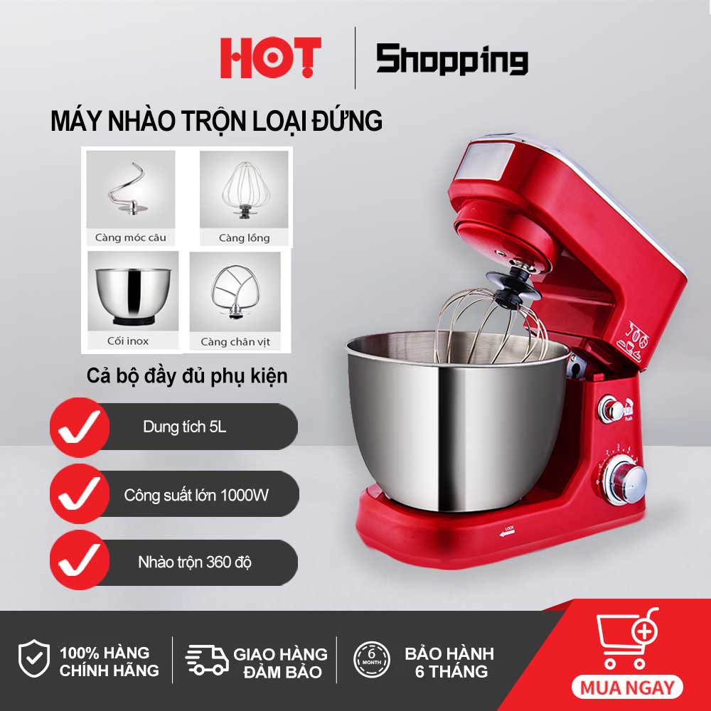 (Hàng chính hãng) Máy nhào bột thố 5L/6.5 1000W/1350W của chạy rất êm - Đánh trứng, trộn salad - BH 6 năm
