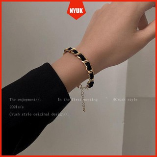 Vòng tay da bện thiết kế đơn giản phong cách retro cao cấp