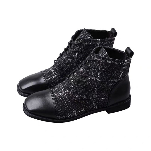 (Order) Boots kẻ buộc dây cổ thấp