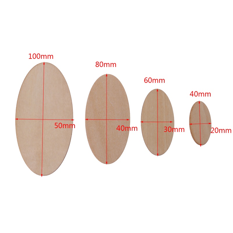10/20/30 Miếng Gỗ Hình Oval Chưa Hoàn Thành Cho Trang Trí Sổ Tay