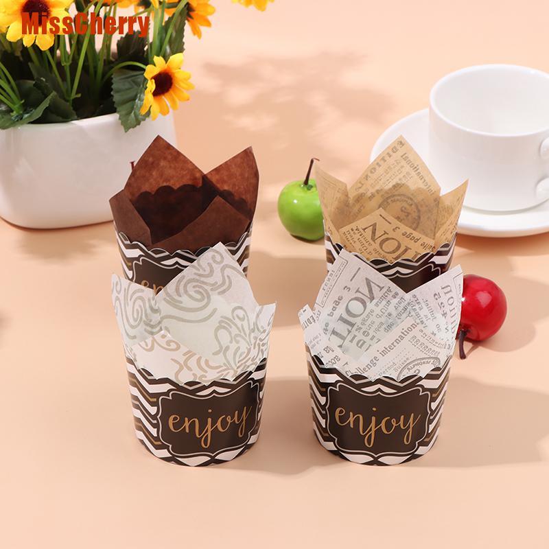 50 Khuôn Giấy Làm Bánh Cupcake Hình Hoa Tulip