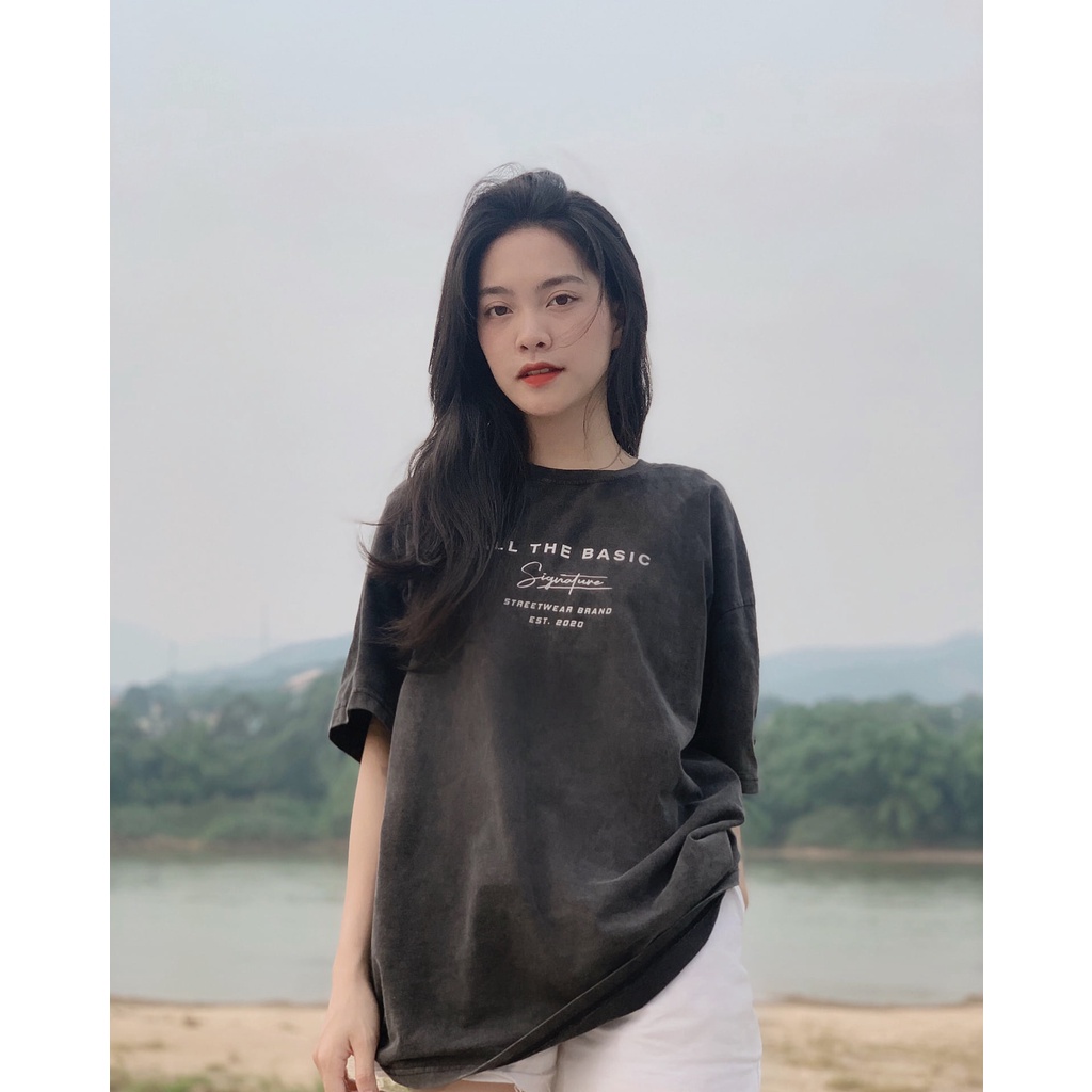 Áo thun all the bas.ic, vải cotton xịn, unisex, đen và wash