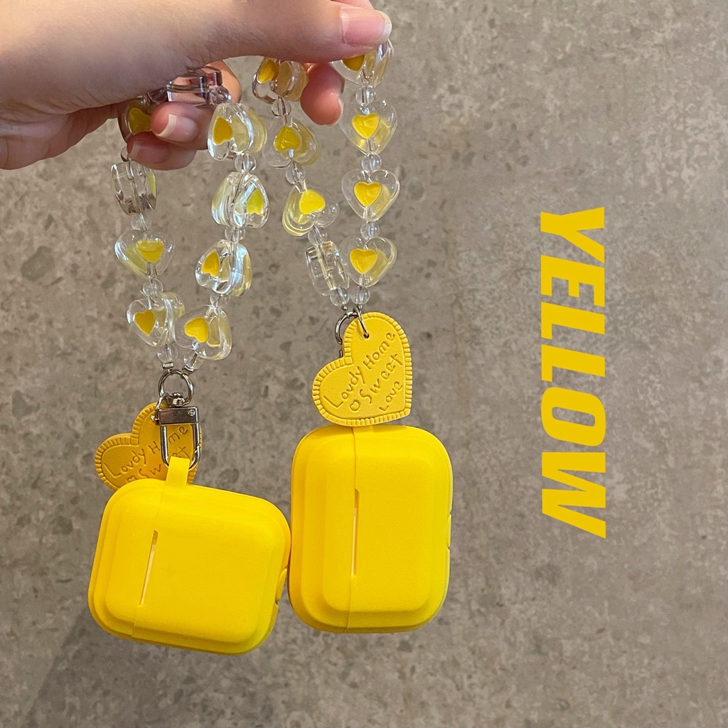 Vỏ bảo vệ hộp sạc tai nghe bluetooth không dây airpods 1 / 2 pro bằng tpu hình trái tim vàng