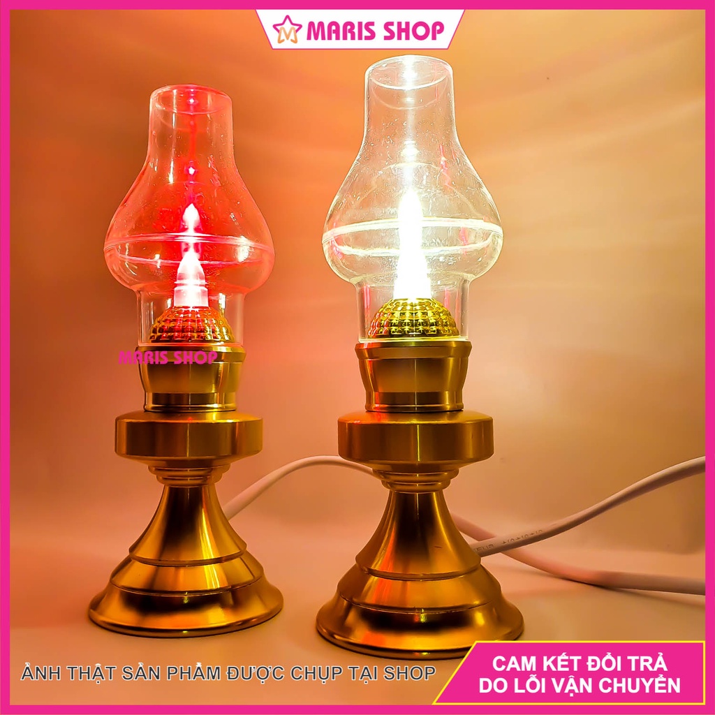 Đèn dầu LED VỎ NHÔM NGUYÊN KHỐI cao cấp để bàn thờ Phật, bàn thờ ông bà, gia tiên, đèn bàn thờ cao cấp sử dụng điện 220v