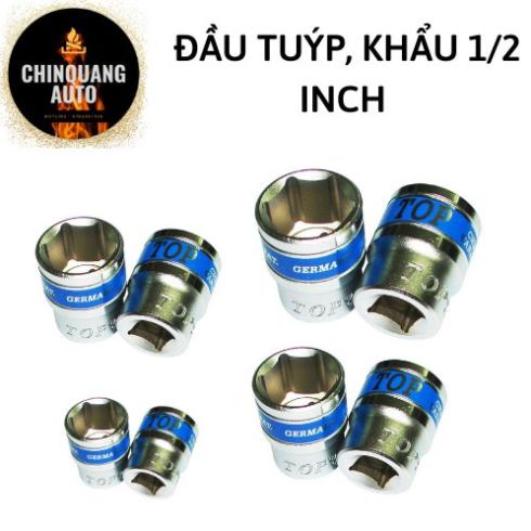 Đầu tuýp 1/2 TOP tiêu chuẩn germany,đầu típ ngắn 1/2 đủ size