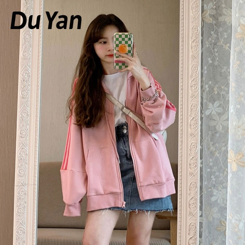 Du YAN Áo Khoác Có Mũ Trùm Dày Dặn Có Khóa Kéo Đơn Giản Thời Trang Cho Nữ