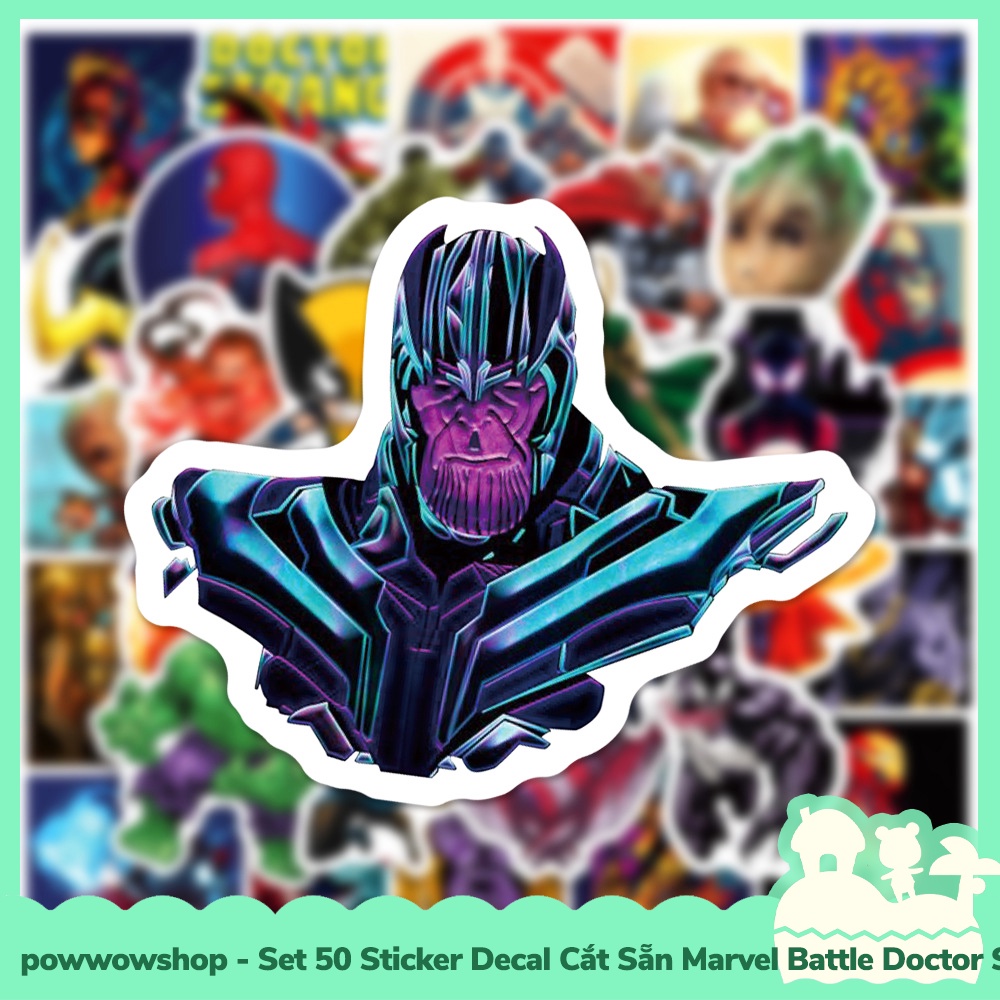 [Sẵn VN - Hỏa Tốc] Set 50 Sticker Mini Decal Dán Trang Trí Vật Dụng Mẫu Marvel Universe Battle Superhero