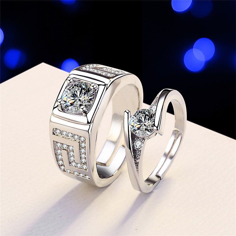 Nhẫn đính hôn kim cương vàng trắng thời trang nam và nữ UnisexDiamond