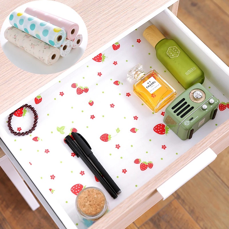 Giấy lót ngăn tủ đựng chén đĩa chống ẩm chống trơn trượt không thấm nước