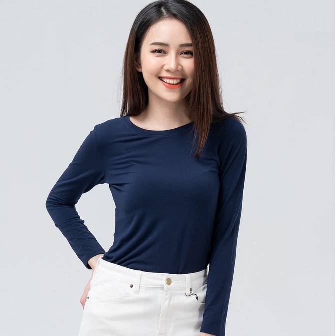 Áo giữ nhiệt nữ dài tay cổ tròn chất liệu Cotton cao cấp mềm mịn, ôm dáng nhiều màu, siêu ấm áp