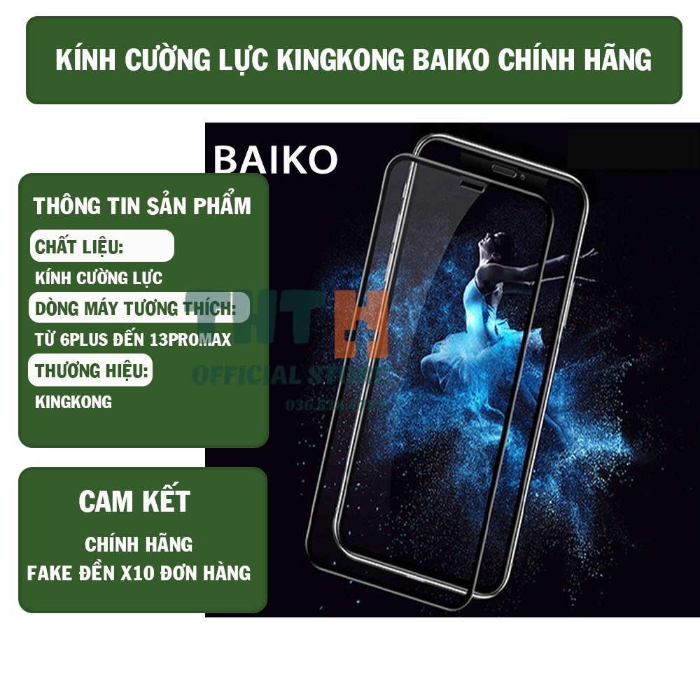 [Chính Hãng] Kính Cường lực iphone BAIKO Kingkong Dành Cho IP 6/7/8/x/xsmax/11/12/13/Pro/Promax