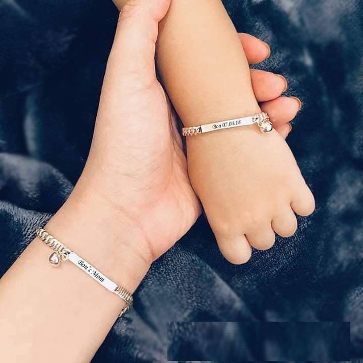Lắc tay đôi mẹ và bé bạc ta nguyên chất vòng tay đôi mẹ con