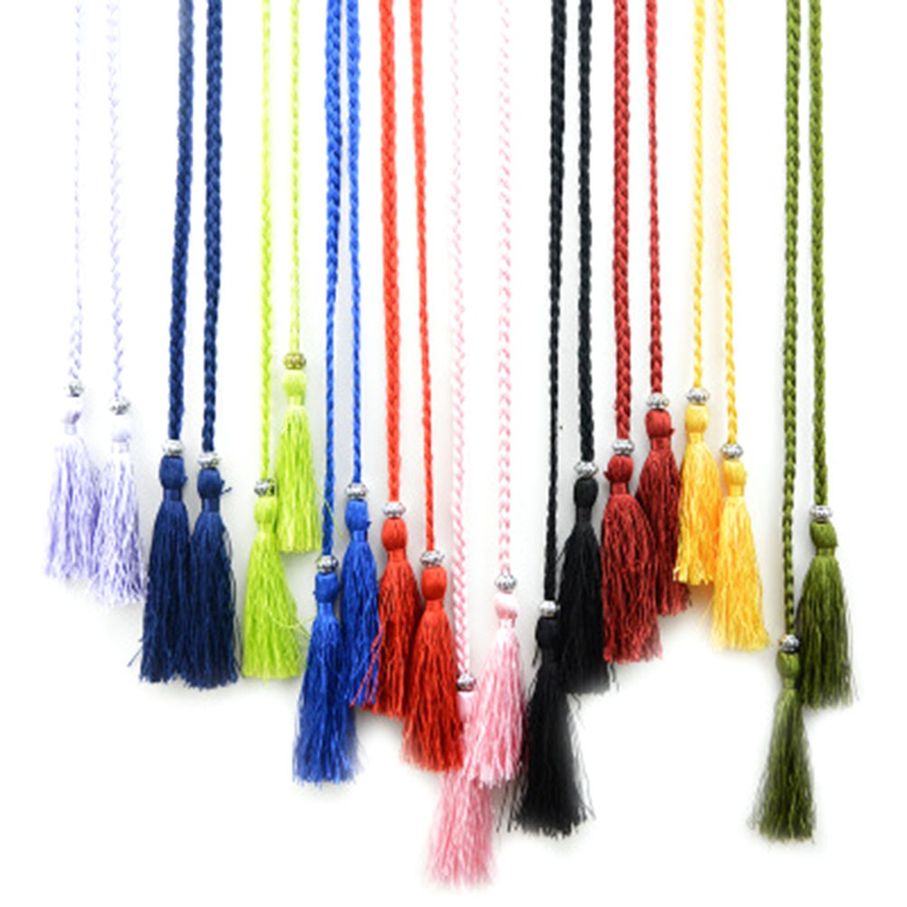 Thắt lưng dây cotton vải bện có tua rua dành cho nữ