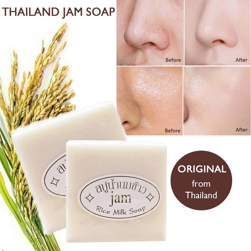 Xà phòng làm trắng thu nhỏ lỗ chân lông giảm thâm mụn da cho mặt và toàn thân Jam Rice Soap 65g chính gốc Thái Lan