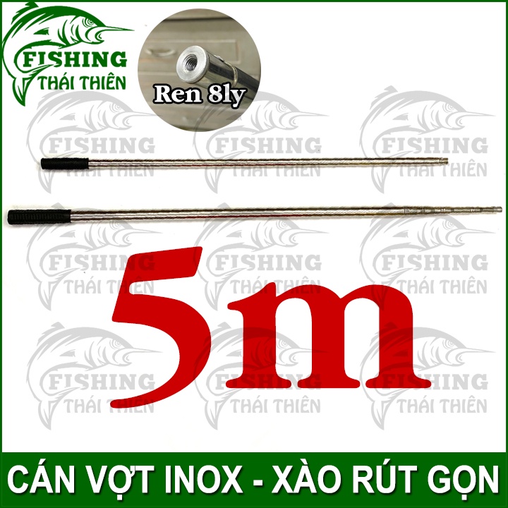 Mua Cán vợt cá, cán gắn móc cỏ, cào lục bình Inox đầu ren trong 8ly dài ...