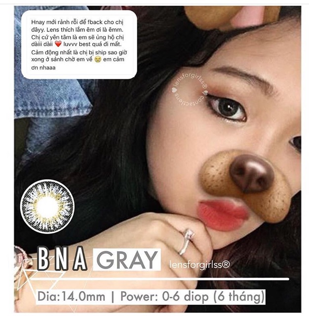 &lt;Sẵn 4.25 và 2.50 độ &gt; Kính áp tròng BNA GRAY (Hsd 6 tháng)