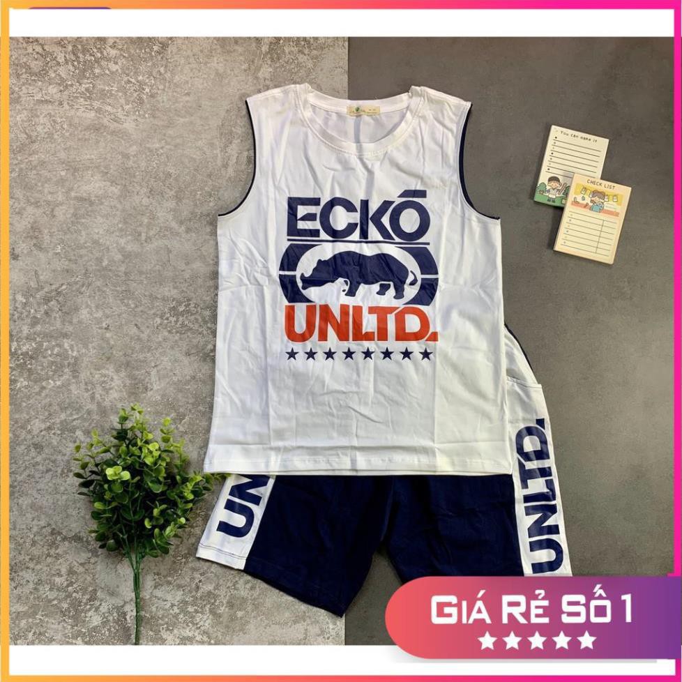 [QUÁ RẺ ]Set quần áo siêu to ( 40-60kg) hình Ecko sát nách. Chất cotton mềm mịn, thoáng co dãn tốt, Size đánh từ 15-20