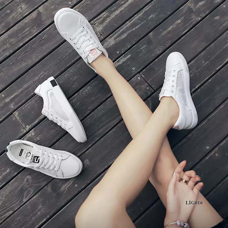 Giày thể thao, Giày sneaker cho nữ phối lưới trẻ trung Hàn Quốc, đi thoáng mát, êm, đi làm, đi chơi LIG016