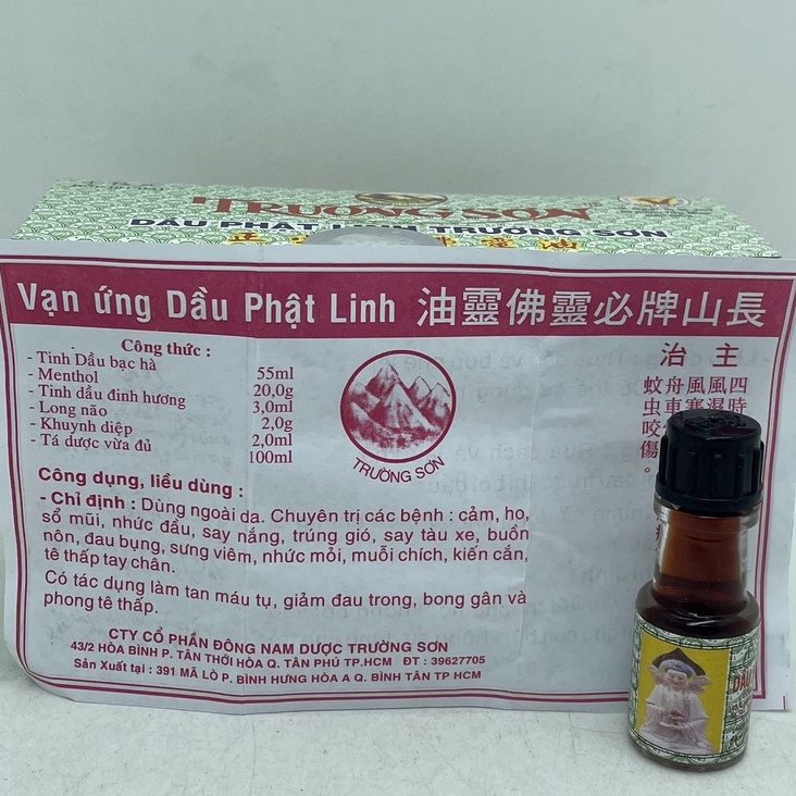 Dầu Gió Phật Linh Trường Sơn chai 1.5ml -5ml giảm cảm , ho, sổ mũi, đau nhức