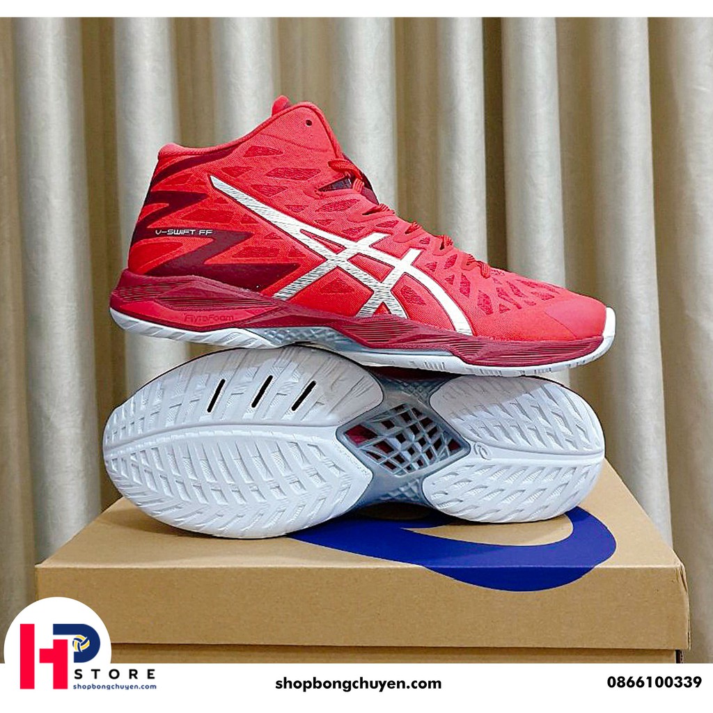 Giày Asics V Swift FF 2 MT Đỏ - Giày chuyên bóng chuyền cổ cao đệm gel tăng đàn hồi, chống sốc, giảm chấn, độ bền cao