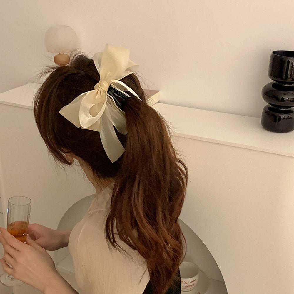 Kẹp Tóc Đính Nơ Bằng Nhựa Resin Phong Cách Retro Thời Trang Cho Nữ