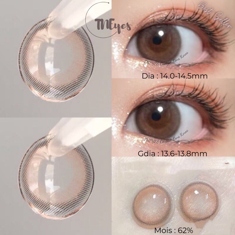 Lens Kính Áp Tròng Nâu Tự Nhiên trong trẻo 0-6 độ TNEYES