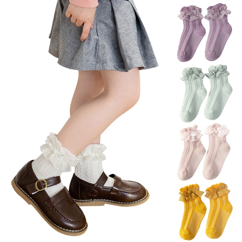 Vớ cotton phối ren kiểu công chúa xinh xắn cho bé gái