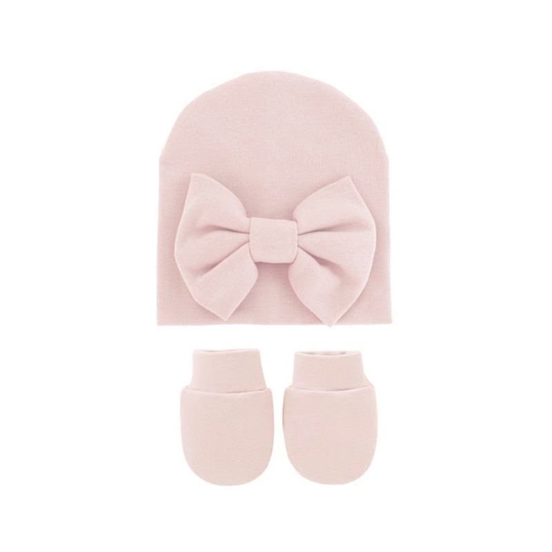 Set 2 Găng Tay Cotton Mềm Mại Đính Nơ Chống Xước Cho Bé Sơ Sinh 0-3 Tháng Tuổi