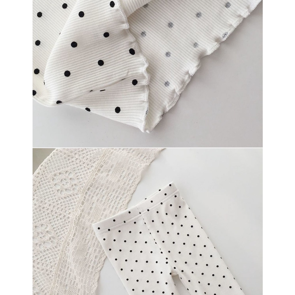 Combo bộ đồ ngủ bé gái 1-6 tuổi tay ngắn áo sơmi  Phối Quần Dài Họa Tiết Chấm Bi set mùa hè thời trang cho bé trẻ em