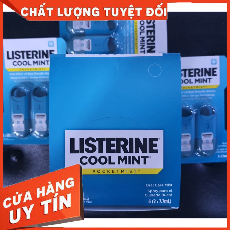 [Hàng nội địa Mỹ] Xịt thơm miệng sát khuẩn Listerine Pocket Mist vỉ 2 chiếc