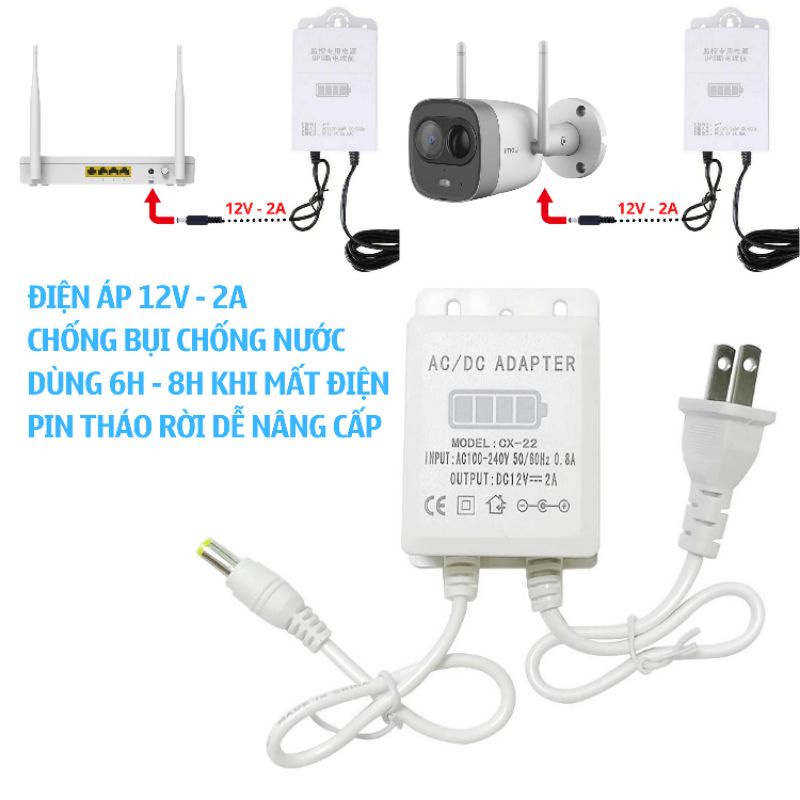 Bộ lưu điện dung lượng cao 3600mAh Wifi Camera - UPS 12V 2A