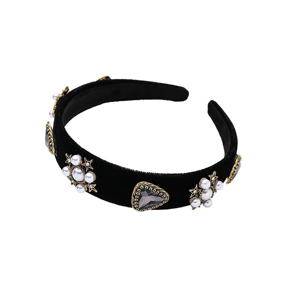 Băng Đô Cài Tóc Bản Rộng Đính Ngọc Trai Thanh Lịch Cho Nữ