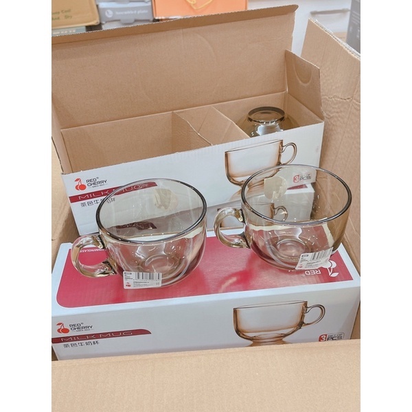 SET 2 Cốc thuỷ tinh màu hổ phách có tay cầm-Cốc Hổ Phách 470ml/1 cái