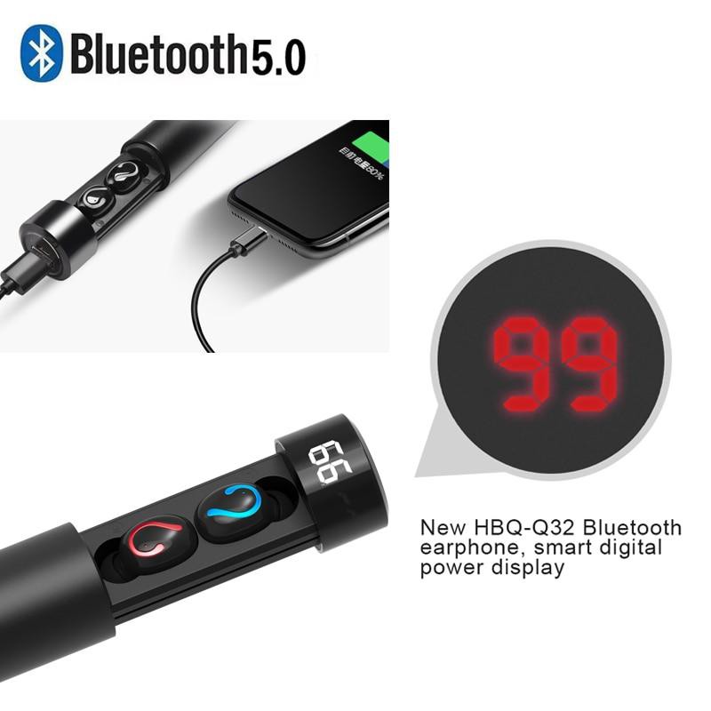 Tai Nghe Bluetooth True Wireless HBQ Q67 LED Stereo V5.0 + EDR - Hàng Chính Hãng