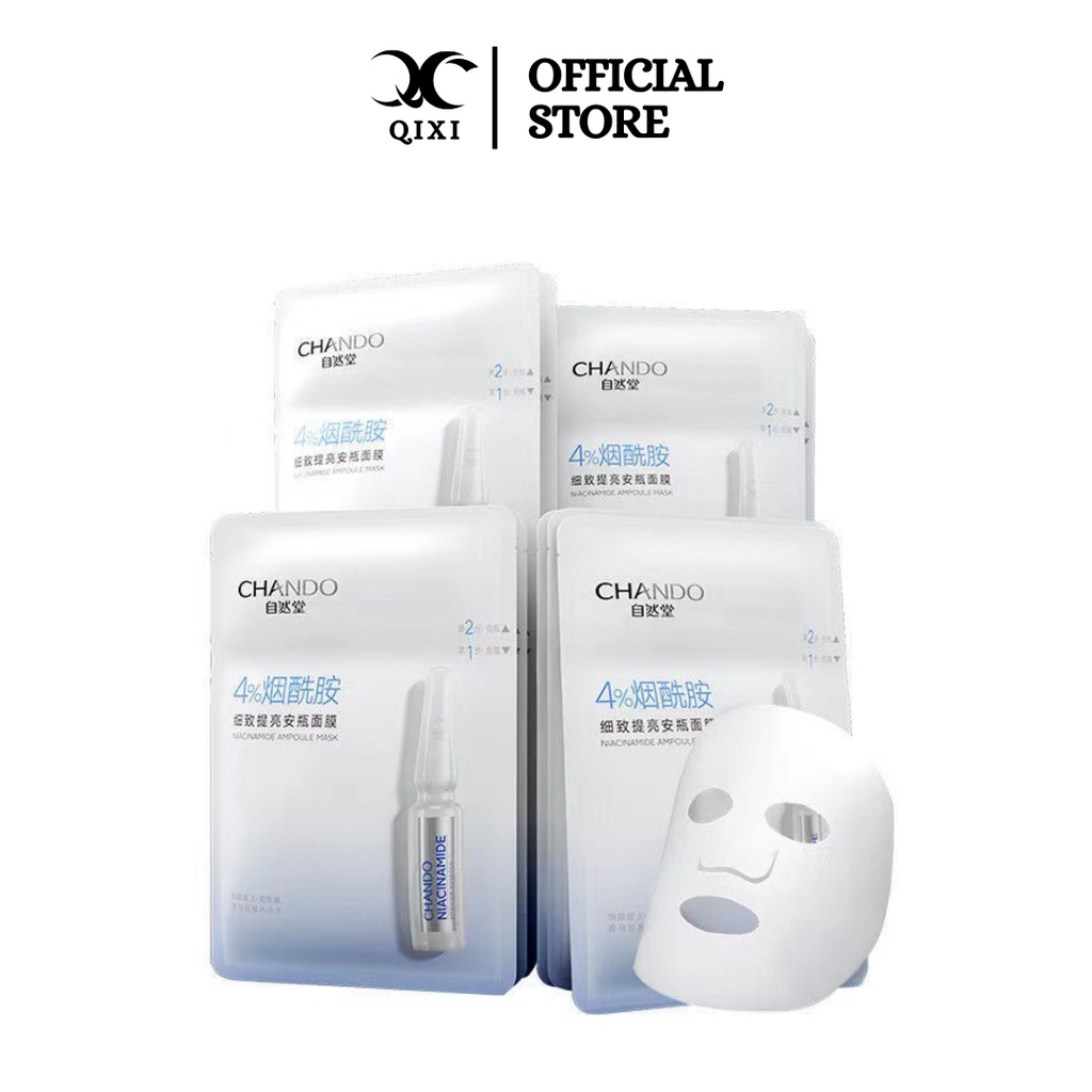 Mặt Nạ Nội Địa Trung 4% Niacinamide Dưỡng Trắng Mờ Thâm Kiềm Dầu Thu Nhỏ Lỗ Chân Lông - Mặt Nạ Giấy Chando 2 Bước