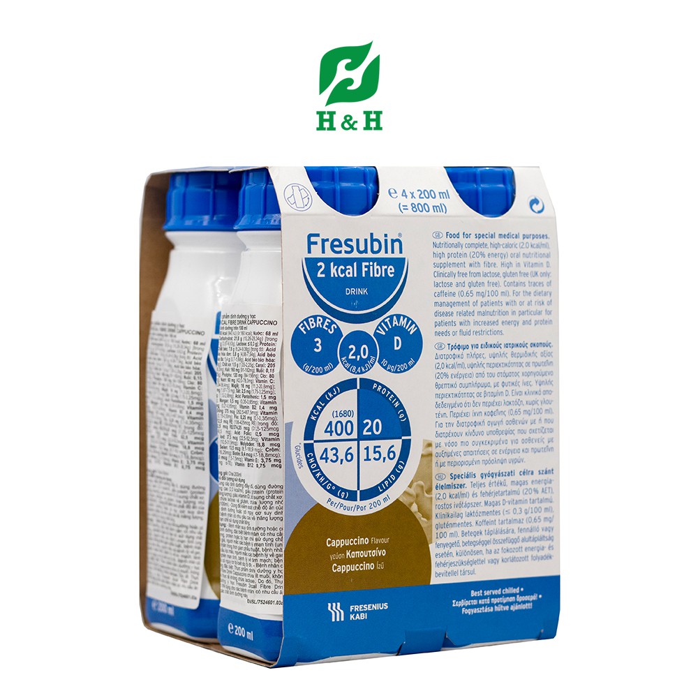 Sữa FRESUBIN 2 KCAL FIBRE DRINK CAPPUCCINO cho bệnh nhân ung thư - Lốc 4 chai/200ml