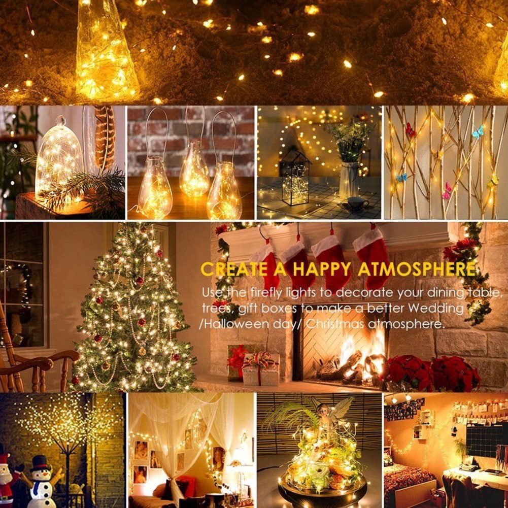 Dây đèn led 100 bóng dài 10m 8 chế độ sáng dùng trang trí độc đáo