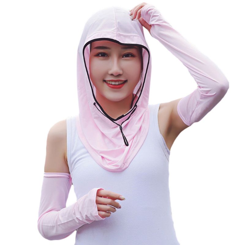 Mũ Trùm Đầu Kiêm Khăn Quàng Cổ Chống Nắng / Tia UV Bằng Lụa Lạnh Thời Trang Cho Nữ